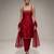 red embroidered semi dupion silk kurta set