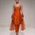 orange embroidered semi dupion silk kurta set
