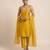 mustard yellow embroidered semi dupion silk kurta set