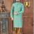 A sea-green printed kurta with a subtle gold diamond pattern, finished with a matching band collar and button placket