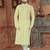 Yellow kurta with a delicate all-over botanical print, a neat band collar and coordinating buttons.