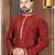 Deep red kurta with a subtle sheen and contrasting floral trim on the collar, placket and cuffs
