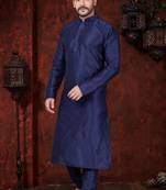 Classic navy kurta set with a clean, minimal design—an elegant choice for festive occasions.