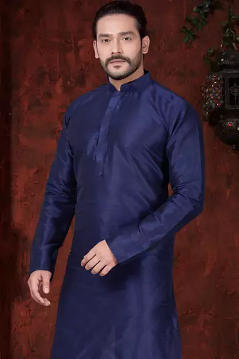 Classic navy kurta set with a clean, minimal design—an elegant choice for festive occasions.