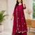 Magenta chanderi hand embroidery anarkali set