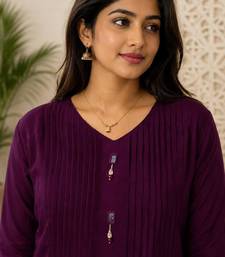 Purple chanderi hand embroidery anarkali set
