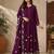 Purple chanderi hand embroidery anarkali set