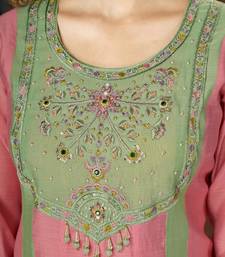 Pink chanderi embroidered palazzo set