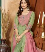 Light-green chanderi embroidered palazzo set