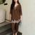 Brown crepe embroidered kurta set