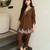 Brown crepe embroidered kurta set