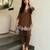 Brown crepe embroidered kurta set