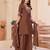 Brown chanderi embroidered palazzo set
