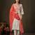 Off-white cotton poly embroidered kurta set