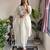 White cotton poly embroidered kurta set