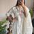 White cotton poly embroidered kurta set
