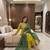 Dark-yellow silk blend embroidered kurta set