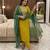 Dark-yellow silk blend embroidered kurta set