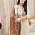 Cream cotton poly embroidered kurta set