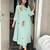 Light-green silk blend embroidered anarkali set