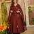 Maroon chanderi printed flared gown set