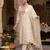 Cream silk blend embroidered kurta set