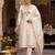 Cream silk blend embroidered kurta set