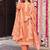 Peach cotton poly embroidered kurta set