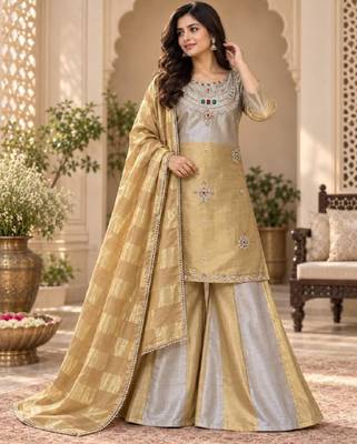 Multicolor viscose stone work palazzo set 1