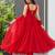 Red faux georgette stone work anarkali set