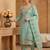 Sea-green silk blend embroidered kurta set