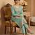 Sea-green silk blend embroidered kurta set
