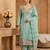 Sea-green silk blend embroidered kurta set