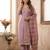 Lavender silk blend embroidered kurta set
