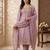 Lavender silk blend embroidered kurta set