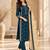 Teal-blue cotton poly embroidered kurta set