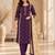 Purple cotton poly embroidered kurta set