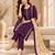Purple cotton poly embroidered kurta set