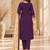 Purple cotton poly embroidered kurta set