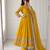 Dark-yellow chanderi hand embroidery anarkali set
