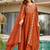 Orange silk blend embroidered anarkali set