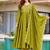 Olive silk blend embroidered anarkali set