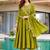 Olive silk blend embroidered anarkali set