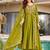Olive silk blend embroidered anarkali set