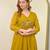 Mustard chanderi embroidered anarkali set