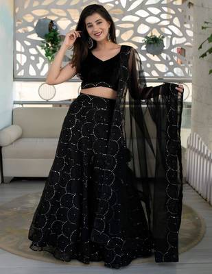 black net embroidered traditional lehenga choli upto 43 1