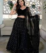 black net embroidered traditional lehenga choli upto 43