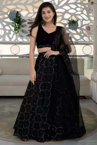 black net embroidered traditional lehenga choli upto 43