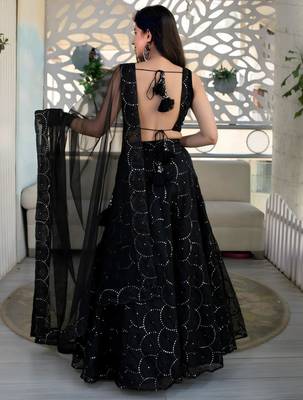black net embroidered traditional lehenga choli upto 43 4