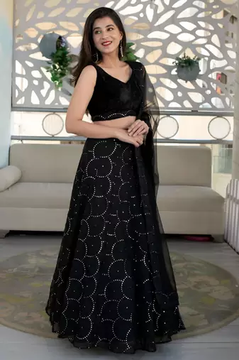 black net embroidered traditional lehenga choli upto 43